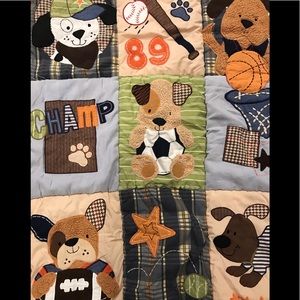 Lot of baby bedding, crib mobile, diaper hang